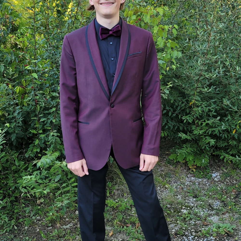 Stafford Burgundy Tuxedo with Black Accents